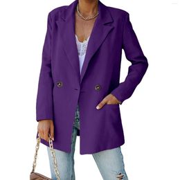 Women's Suits Solid Color V Neck Lapel Double Kuckle Lohas Time Style Coat Jackets For Women Work Office Fashion Vest Jacket