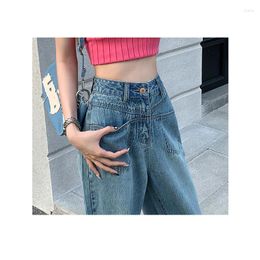 Women's Jeans Real Time Po Of For Women In 2023 Long Pants High Street Summer Vintage Blue Versatile Fashionable Narrow Version W