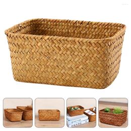 Dinnerware Sets Weave Sundries Basket Organiser Storage Container Household Holders Seaweed Finishing Desk Tray