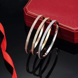 Womens bracelet gold torque bangle Double row diamond luxury jewelry width 6MM hidden inlay process High fade resistant bracelets designer for women luxurious
