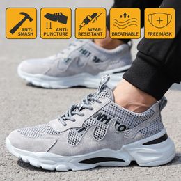 Safety Shoes Work Safety Shoes Men Lightweight Breathable Soft Comfortable Steel Toe Work Shoes Anti-smashing Puncture Proof Wearable 230812