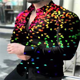 Men's Dress Shirts 2023 Fashion Prom Diamond Starry Sky Designer Luxury Cardigan Social Lapel Button-up Shirt Casual Spring Autumn