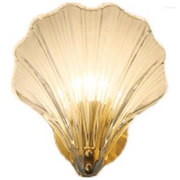 Wall Lamp Light Luxury Shell Glass Bedroom Room Bedside Living Aisle Stairs Bulb Lamps