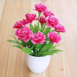 Decorative Flowers Carnation Artificial Plants Bonsai Fake Flores Pots Home Garden Decor For Table Living Room Bedroom Ornaments Decoration