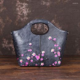 Evening Bags GAGACIA Vintage Women Handbag 2023 Hand Painted Genuine Leather Ladies Handbags Woman Cowhide Shoulder Bag Sac Main Femme