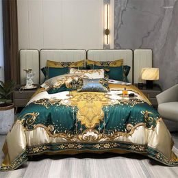 Bedding Sets High Precision Vintage Brocade Egyptian Cotton Gold Embroidered Set Quilt Cover Bed Linen Bedspread Pillowcases