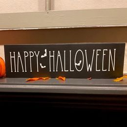 Other Event Party Supplies Happy Halloween Wood Sign Trick or Treat Rustic Farmhouse Autumn fall Party table top Centrepiece Tiered tray home decoration 230812