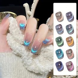 10pcs Reflective Glitter Cat Eye Gel Nail Polish Set, Magnetic Gel Polish Variety Cat Eye Nails Semi Permanent Varnish UV Gel For Nail Art