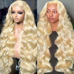 180%density 13x4 Lace Front Wig Body Wave 613 Honey Blonde 30 40 Inch Human Hair 13x6 HD Transparent Lace Frontal Wig for Women 180%