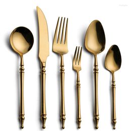 Dinnerware Sets Western Tableware Full Set Of Six Titanium-plated 304 Stainless Steel Knife Fork And Spoon