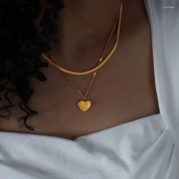 Pendant Necklaces Heart Lettering BilayeTitanium Steel Gold Plated Rope Chains For Women Fine Jewelry Wedding Party Birthday Gift Necklace