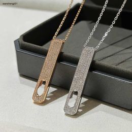 23ss designer necklaces for women 925 Sterling Silver jewelry Single diamond sliding rectangular pendant necklace Including box Preferred