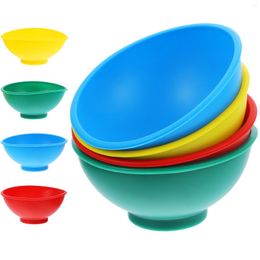 Dinnerware Sets 8pcs Baby Feeding Bowl Rice Bowls Silicone Mini Seasoning Drop Resistance For Kids (Yellow Red Green