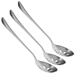 Dinnerware Sets 3 Pcs Colander Stainless Steel Spoon Home Accessory Ergonomic Serving Utensils Small Slotted Spoons Household