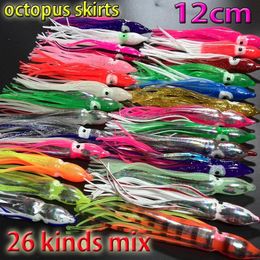 Baits Lures more color choose fishing octopus skirts size 12CM 26kinds color choose 10pcs/lot soft bait 230812