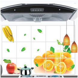 Wall Stickers Kitchen Oil Proof Sticker Aluminum Foil Waterproof Self-adhesive Fruit Orange Banana Decoration Decals