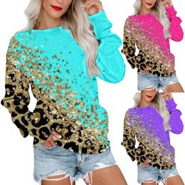 Gym Clothing Autumn And Winter Fashion Long Sleeve Round Neck Pullover Sweatshirt Leopard Print Women's Hoodless Athletic Zip Up Jacket