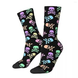 Men's Socks All Seasons Death Skull Gothic Harajuku High Quality Crew Fashion Stockings For Men Women Gifts