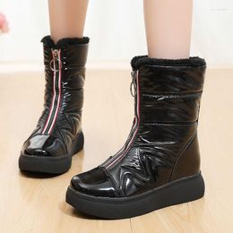 Boots Women Winter Mid-Calf Snow Female Warm Fur Plush Insole High Quality Waterproof Shoes Botas Mujer Size 36-40