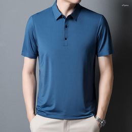 Men's Polos Summer Short-sleeved Polo Shirt Business Casual Seamless Lapel Ice Silk T-shirt Outdoor Daily Lightweight