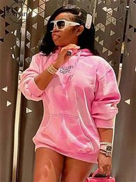 Men's Hoodies Sweatshirts Inwoman Autumn Winter Pink Lettering Print Hoodies For Women Y2k Streetwear Loose Sweatshirts Thick Casual Pocket Hoodies 230812