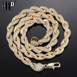 Hip Hop 8mm Bling Aaa Cubic Zirconia Rope Twist Chain Iced Out Luxury Necklace Bracelet for Men Women Rapper Jewelry