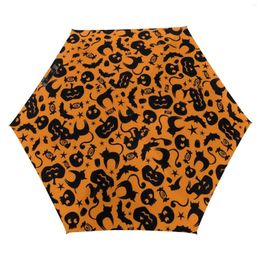 Umbrellas Pumpkin 5 Fold 6 Ribs Umbrella Whimsical Halloween Portable Pocket UV Protection For Men Women