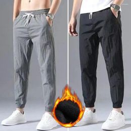 Men's Pants Men Casual Solid Colour Joggers Fashion Pocket Drawstring Fleece Lined Jogging Trousers Male Pantalones Hombre