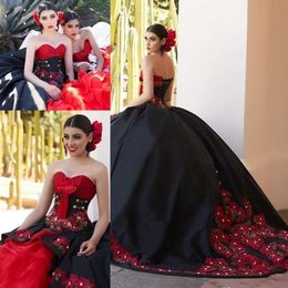 Black Ball Gown Quinceanera Dresses 2021 Off Shoulder Ruffles Sweet 16 Dresses lace-up corset back vestidos de quinceaneras322Z