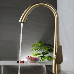 Kitchen Mixer Faucet Stainless Steel Material White Black Gun Grey Brushed Grey And Golden Colour Hose 60cm Pull Out