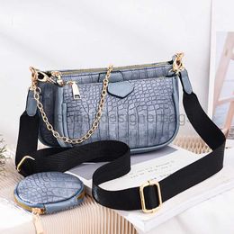 Shoulder Bags Vintage Crocodile Pattern women shoulder bag designer wide strap Crossbody Messenger Bags 3 Pcs/Set chain Sling bag lady Handbagstylishdesignerbags