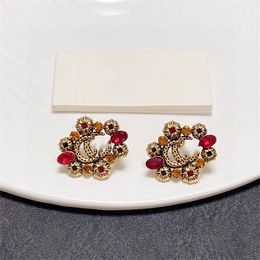 Designer Stud Earring Double Letter G Logo multicolour Earing Luxury Women Hoop Jewellery GGity Crystal Pearl Earrings Woman's 9945
