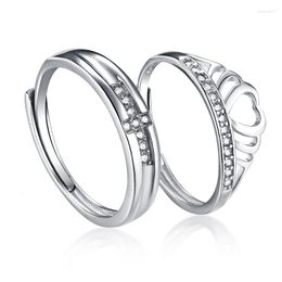 Cluster Rings Fashion Trend S925 Silver Inlaid 5A Zircon Female Crown Couple Ring