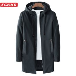 Men's Trench Coats FGKKS Spring Autumn Men's Jacket Windbreaker Slim-Fit Windprood Stand Collar Rain Coat Male Korean Fashion Trench Coats Male 230812