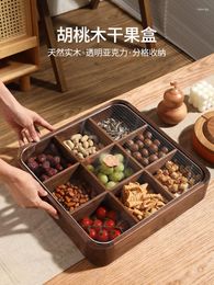 Storage Bottles Solid Wood Candy Box Snack Tray Japanese Household Living Room Table Decoration Division Dried Fruit
