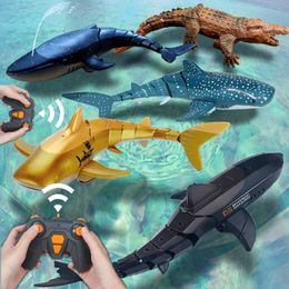 ElectricRC Animals Rc Whale Shark Toy Robots Remote Control Marine Life Tub Pool Electric Fish Children Bath Toys for Kids Boys Submarine 230812