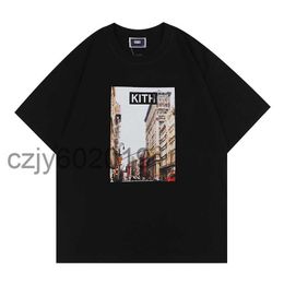 Ins American fashion brand KITH SOHO VINTAGE TEE New York block photo T-shirt large short sleeveU0UI