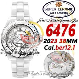 EAST 3K6476 Unisex Mens Womens Watch 38mm Cal.12.1 Automatic Super Ceramic Case White Dial Number Markers Ceramic Bracelet 2023 Super Edition eternity Couple Watches