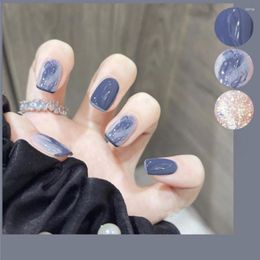 False Nails Blue Starry Sky Dreamy Smoke French Removable And Wearable 24pcs