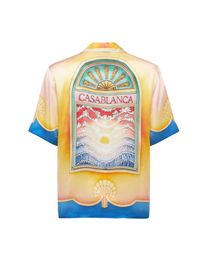 Casablanc 23SS High quality tees Designer Couple Hawaiian Short Sleeve Shirt New Fashion Letter silk Island Scenery Dream Wave Sun Casual Shirts casablanca polos