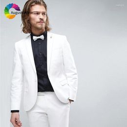 Men's Suits White Slim Fit Wedding Men Groom Wear Tuxedos 2 Pieces (Jacket Pants) Bridegroom Man Prom Blazer Costume Homme