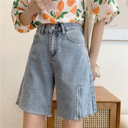 Women's Shorts Light Blue Large Size Jean Nickel For Summer 2023 High Waist Straight Barrel Loose Ins