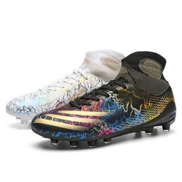 New Style Womens Mens Soccer Shoes TF AG Youth Long Nail Football Boots High Top Training Shoes Big Size 32-47