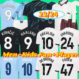 HAALAND soccer jersey CITIES 23 24 DE BRUYNE GREALISH FODEN KOVACIC 2023 2024 football shirt uniforms men kids kit ALVAREZ FANS player final GVARDIOL Treble Winners