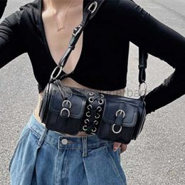 Shoulder Bags Vintage Black Women Cylinder Underarm Bags Double Pocket Design Ladies Shoulder Bag Fashion Female PU Leather Purse Handbagsstylishdesignerbags