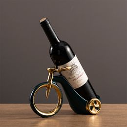 Decorative Objects Figurines Ceramic Bicycle Wine Rack Creative Craft Design High-end Office Wine Cabinet Decoration Modern Wine Holder Modern Home Decor 230812