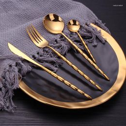 Dinnerware Sets Wholesale Tableware Handle Gold-plated Western Style Spoon Fork And Knife Stainless Steel Set