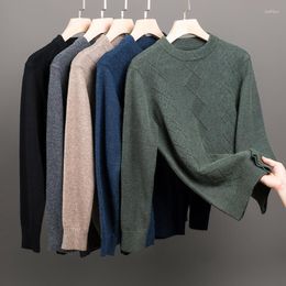 Men's Sweaters Sweater Round Neck Slim Fit Warm Fashion Twist Knit Bottom Shirt Male Casual Long-sleeved Solid Colour