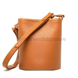 Shoulder Bags Pure Colour Genuine Leather Women Shoulder Crossbody Bags 2023 High Quality Cowhide Small Ladies Messenger Bucket Tote Sacstylishhandbagsstore