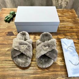 Prado Winter Woolen mop slippers Luxury Designer highestquality Women Soft padded Nappa slides Woven wool mop slipper fashion outdoors Leisure hyoma slipper Siz